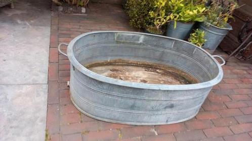 grote zinken kuip, badkuip, teil, Tuin en Terras, Bloembakken en Plantenbakken, Gebruikt, 60 tot 100 cm, Rond, Ophalen