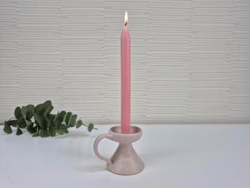 Keramiek kandelaar/vaasje. Vintage kaarsenhouder, roze tint. beschikbaar voor biedingen