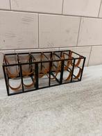 3x metalen wijnrek met leren bandje, Huis en Inrichting, Woonaccessoires | Wijnrekken, Ophalen, Zo goed als nieuw, Metaal, Minder dan 50 cm