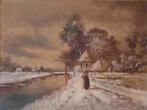Winterlandschapschilderij gesigneerd door Van Os. (zie foto), Antiek en Kunst, Ophalen of Verzenden