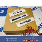 W205 C43 AMG LOGO SET BITURBO ZWART EMBLEMEN SET Mercedes C, Gebruikt, -, Ophalen of Verzenden, -