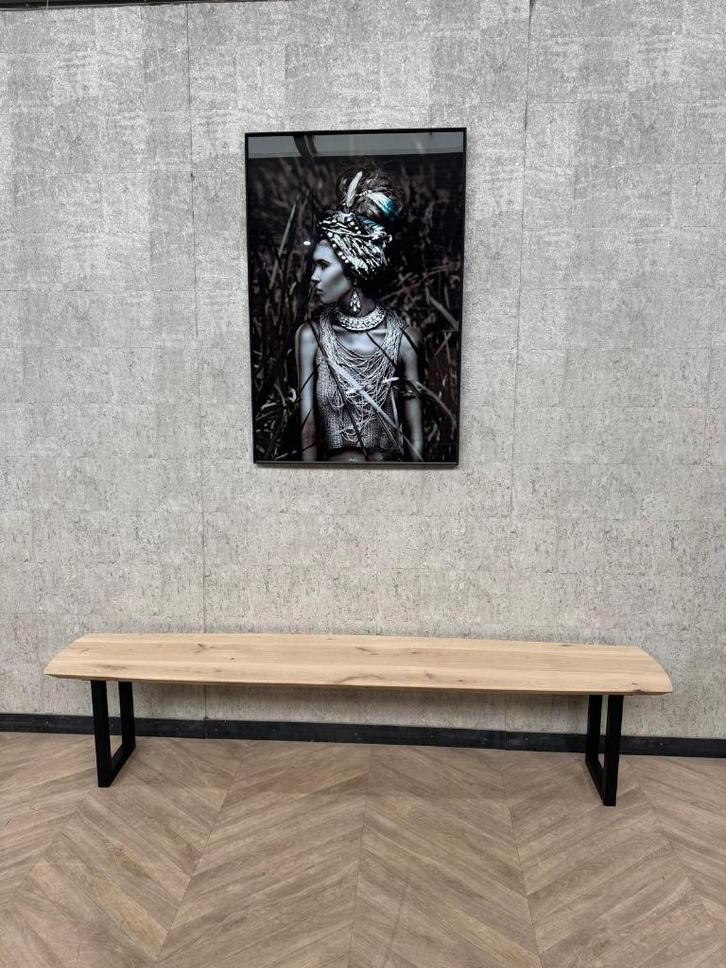 Massief eiken eetkamerbank Deens ovaal 220cm *showroom, Huis en Inrichting, Stoelen, Nieuw, Vijf, Zes of meer stoelen, Hout, Bruin