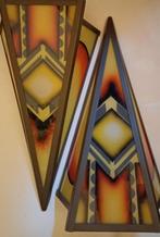2 Art deco glazen wand lampen amsterdamse school, Antiek en Kunst, Ophalen of Verzenden