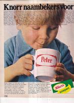 Retro reclame 1970 Knorr spaaractie naam mok Peter, Verzamelen, Retro, Ophalen of Verzenden