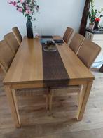 Eettafel met 6 stoelen,eventueel dessoir en spiegel, Huis en Inrichting, Ophalen, Gebruikt, 50 tot 100 cm, Vijf personen of meer