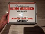 Emaille bord verzekeringen van Parijs, Ophalen of Verzenden, Reclamebord