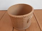 Vintage - bloempot riet vlecht motief, Ophalen, Rond, Aardewerk, Minder dan 25 cm