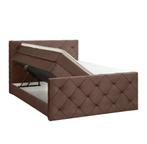 Boxspring met opbergruimte en voetbord Liv geruit, Ophalen, Bruin, Tweepersoons, Zo goed als nieuw