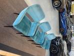 9 stoelen turquoise, Huis en Inrichting, Stoelen, Ophalen, Gebruikt, Blauw, Stof