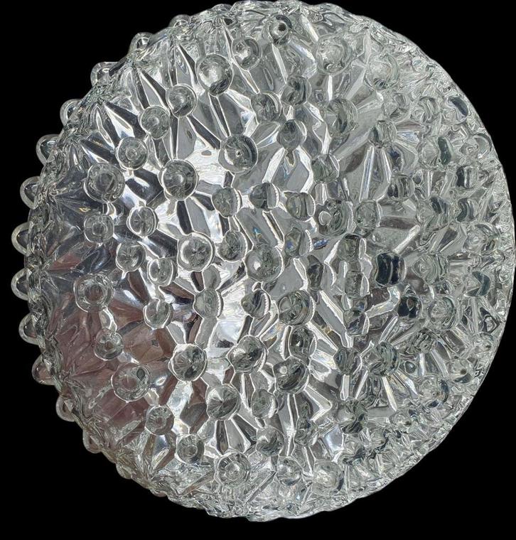 2245 antieke plafonniere van dik glas  10 x 26, Antiek en Kunst, Antiek | Lampen, Ophalen of Verzenden