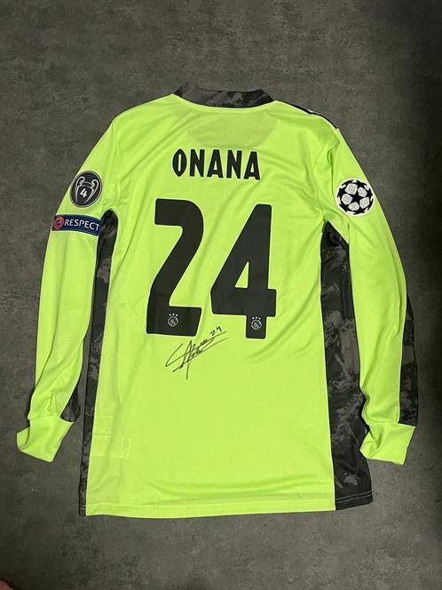 Wedstrijd shirt gesigneerd door André Onana, Verzamelen, Sportartikelen en Voetbal, Zo goed als nieuw, Shirt, Ajax, Ophalen of Verzenden