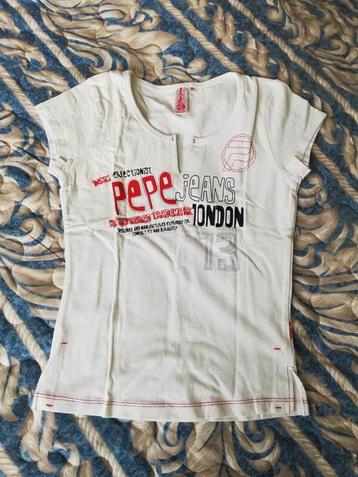 White cotton blend short sleeve T-shirt by Pepe Jeans. XS  beschikbaar voor biedingen