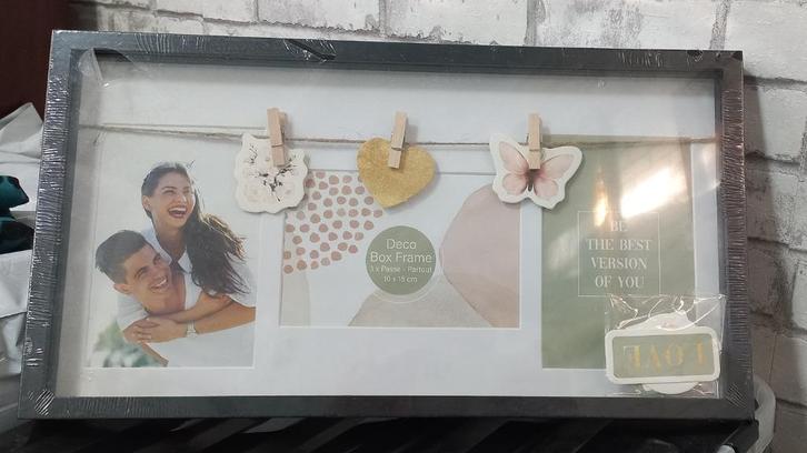 Fotolijst met leuke knijpers en passe partout *nieuw in seal, Huis en Inrichting, Woonaccessoires | Lijsten, Nieuw, Minder dan 50 cm