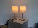 nieuwstaat 2 design rvs schemerlampen + creme stoffen kapjes, Huis en Inrichting, Lampen | Tafellampen, Ophalen of Verzenden, Zo goed als nieuw