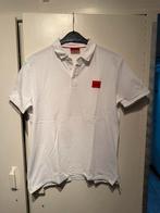 Witte HUGO Dereso Piqué Polo - Katoen, Korte Mouw, Ophalen of Verzenden, Gedragen, Maat 52/54 (L), Wit