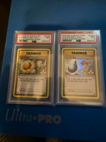 Pokémon Gym Badge Lt. Surge & Misty Holo PSA 9 beschikbaar voor biedingen