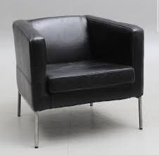 VINTAGE ZWART LEREN  IKEA KLAPPSTA STOEL FAUTEUIL, Huis en Inrichting, Fauteuils, Zo goed als nieuw, Ophalen