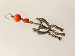 Antieke hanger zilver bloedkoraal, Verzenden, Zilver, Hanger, Met edelsteen