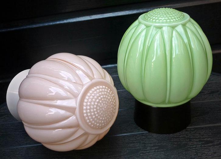 3x Antiek Glazen Jugendstil Thabur Lamp Plafonniere €80PS, Antiek en Kunst, Antiek | Lampen, Ophalen of Verzenden