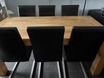 Eettafel met 6 Stoelen - Houten Tafelblad, Huis en Inrichting, Complete eetkamers, Ophalen, Gebruikt, 6 tot 8 stoelen