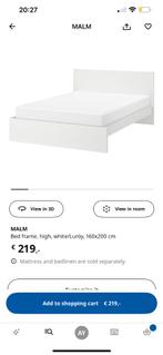Ikea MALM Bed 160x200, Ophalen, Gebruikt, Wit, Tweepersoons