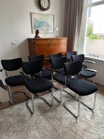 8 Gispen 3011 stoelen, Huis en Inrichting, Stoelen, Ophalen, Gebruikt, Metaal, Zwart