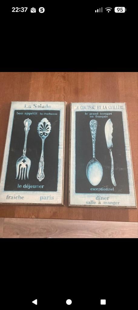 Set van 2 decoratieve panelen met bestekmotief, Ophalen