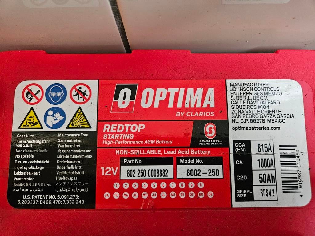 Z.G.A.N. Optima Redtop accu, Ophalen of Verzenden, Gebruikt