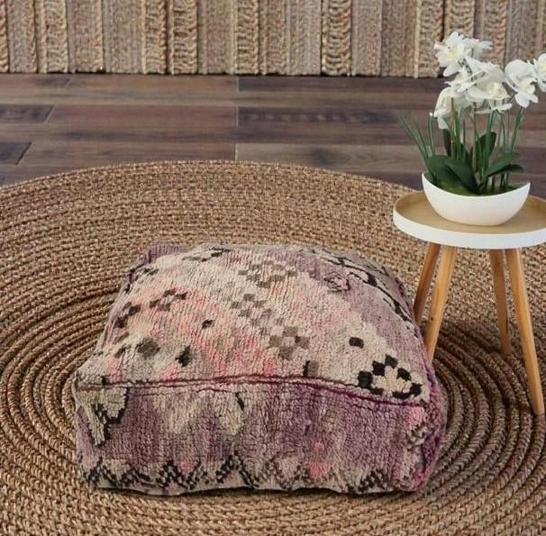 Marokkaans poef, berber zitkussen van zacht wol, Huis en Inrichting, Banken | Voetenbanken en Poefen, Ophalen of Verzenden, 50 tot 75 cm