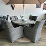 Mooie ronde tuinset – wicker – 4 stoelen – 120 cm tafel