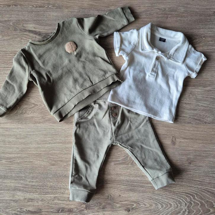 Babyset jongens maat 56/62 groen/offwhite, Kinderen en Baby's, Babykleding | Maat 56, Zo goed als nieuw, Jongetje, Ophalen of Verzenden