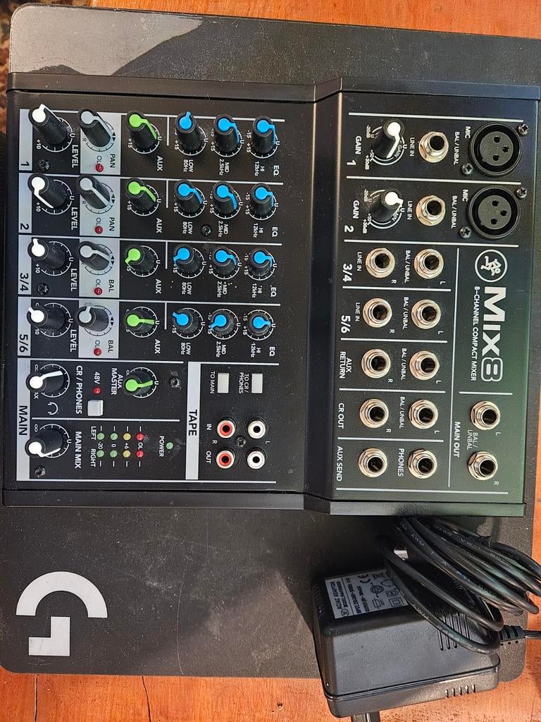 Mackie Mix8 8-kanaals compacte mixer - Zo goed als nieuw, Ophalen of Verzenden, Zo goed als nieuw, 5 tot 10 kanalen, Microfooningang