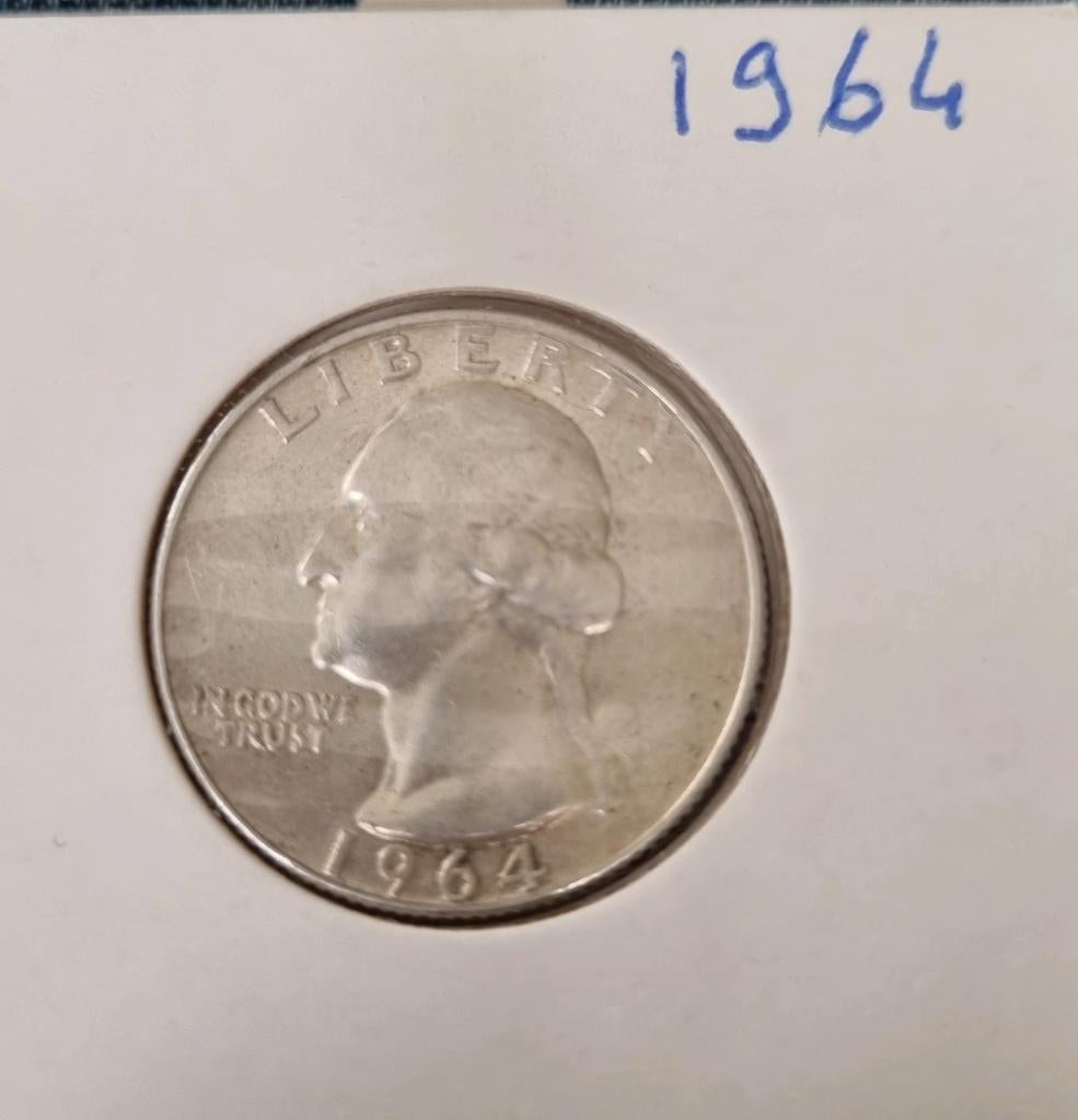 Amerika quarter dollar 1964(Zilver), Ophalen of Verzenden, Noord-Amerika, Losse munt, Zilver