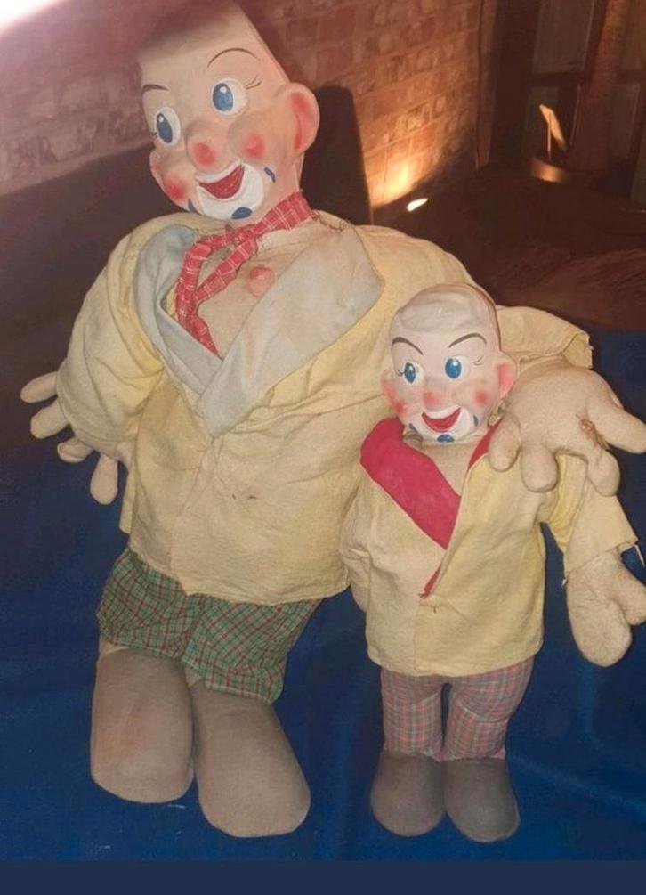  Uniek Duo: Vintage Clowns- / Buikspreekpoppen (Jaren '40/, Antiek en Kunst, Antiek | Speelgoed, Ophalen of Verzenden