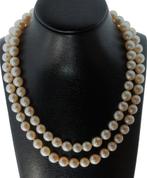 Parel ketting 14k gouden design slot dames vintage, Verzenden, Goud, Ketting, Met edelsteen