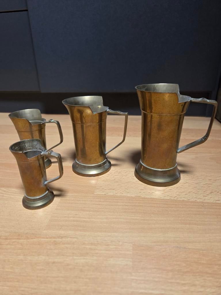 Antieke tinnen maatbekers, 4 stuks, Ophalen of Verzenden