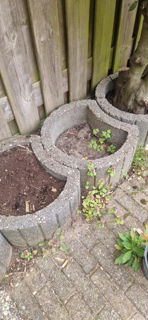 Stenen bloembakken 8 stuks, Tuin en Terras, Bloembakken en Plantenbakken, Ophalen, Rond, Steen, Minder dan 30 cm
