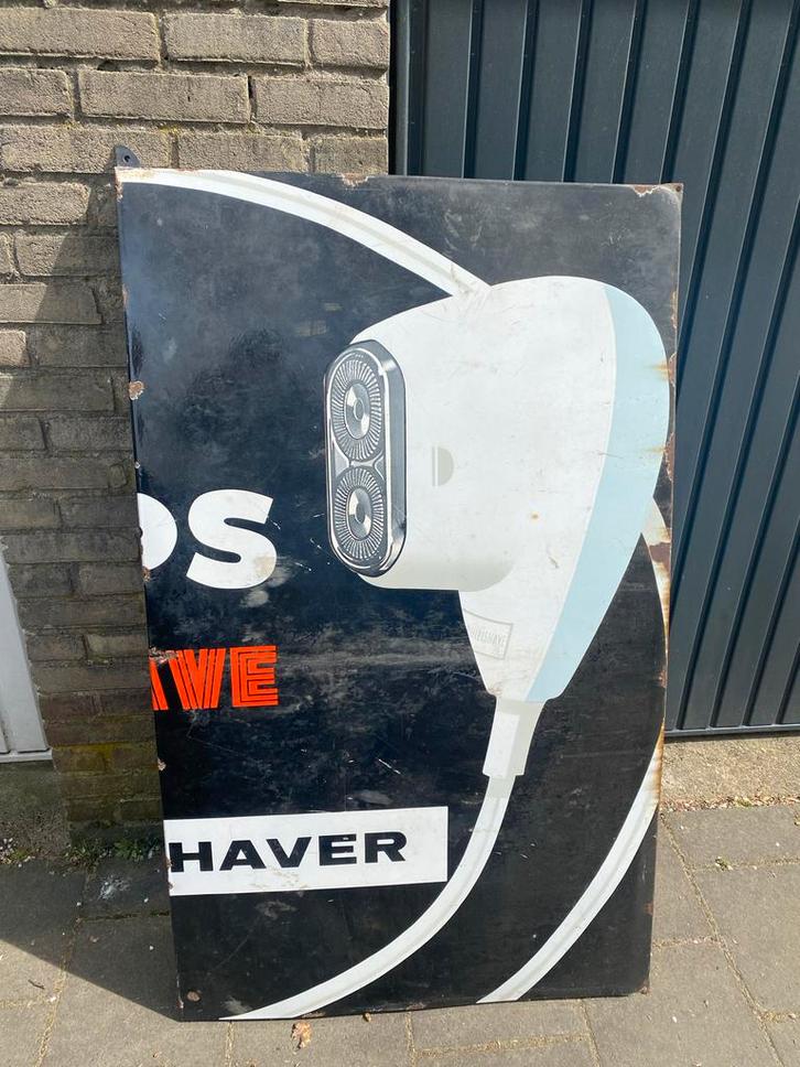 Groot oud half Emaille bord van Philips, Antiek en Kunst, Antiek | Emaille, Ophalen