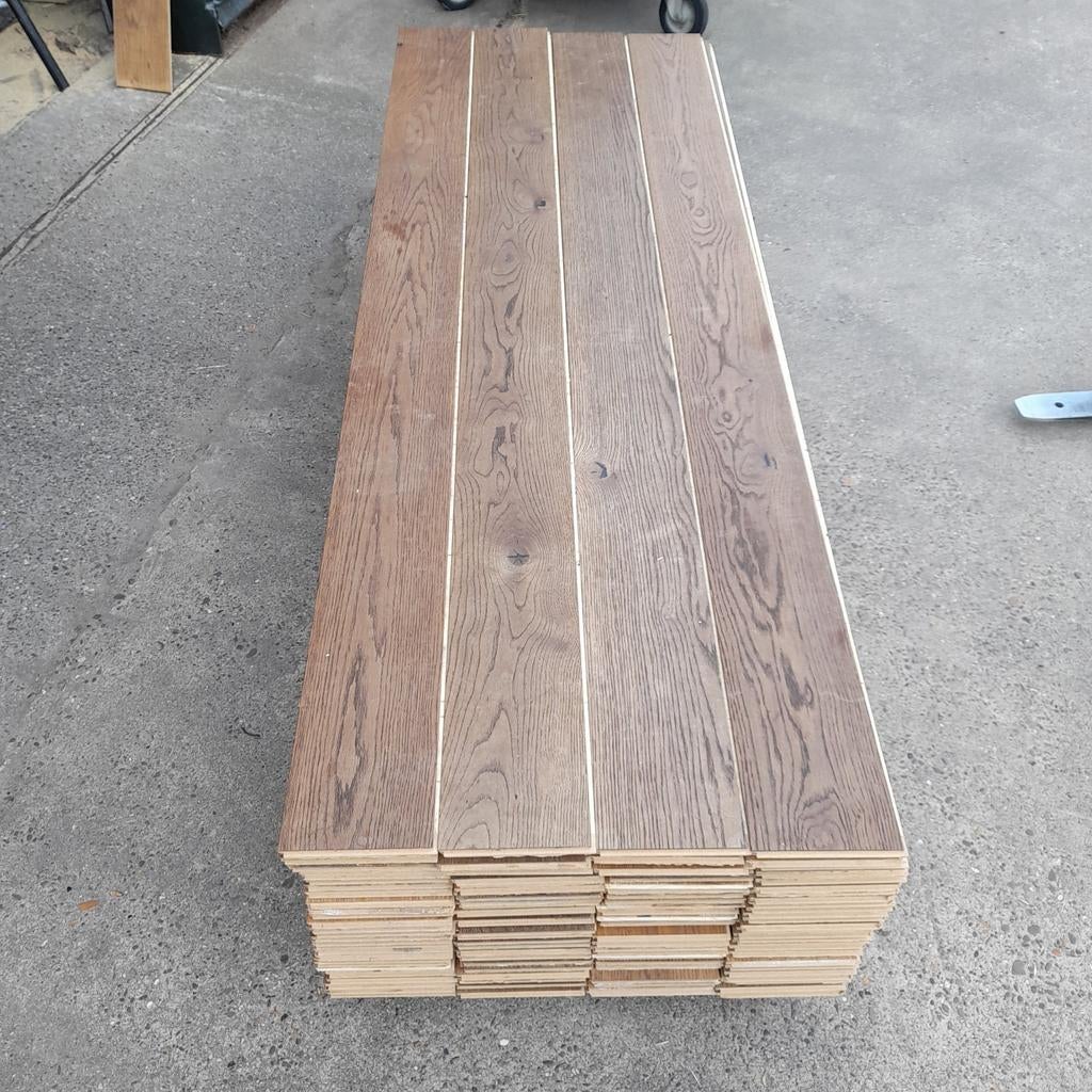 Eiken vloer 42m2 lamelparket vloerdelen, 18 cm breed, Doe-het-zelf en Verbouw, Vloerdelen en Plavuizen, Ophalen, Gebruikt, 10 m² of meer