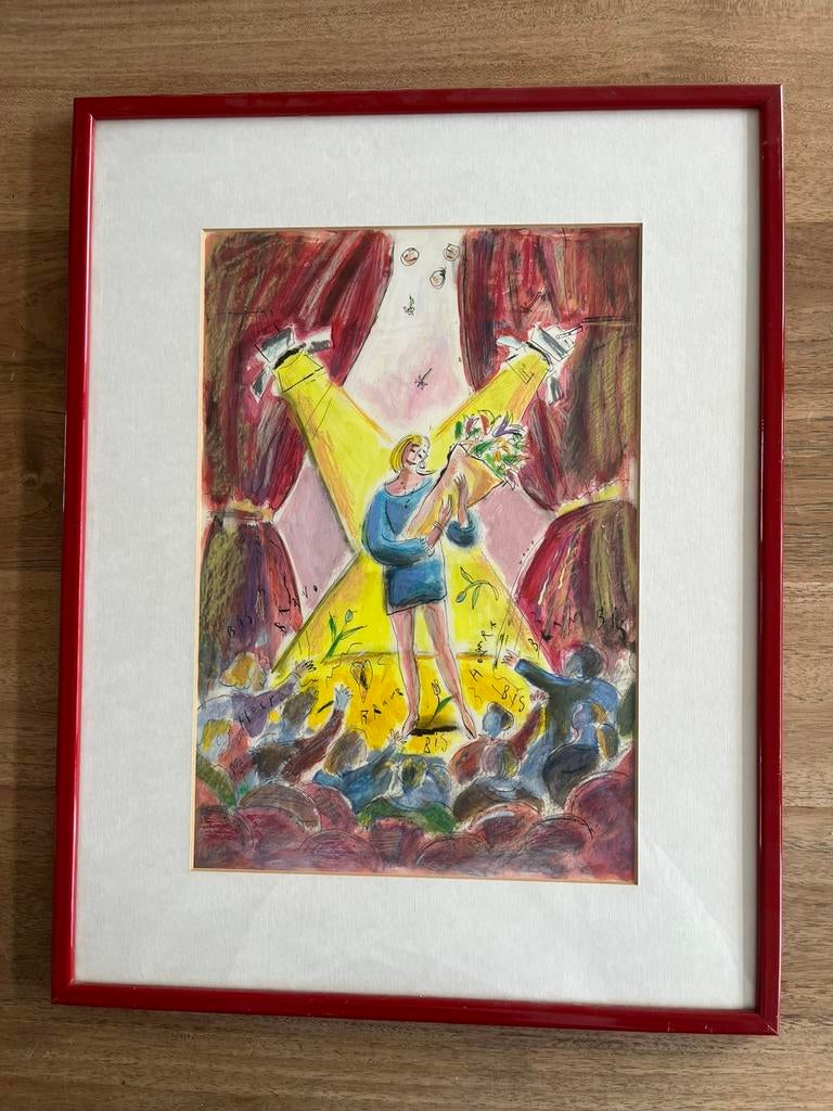 Kleurrijke podium-tekening met lijst, Ophalen