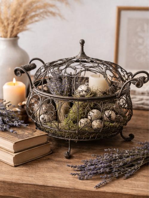 prachtige brocante ijzeren mand, Overige materialen, Mand, Nieuw, Ophalen of Verzenden