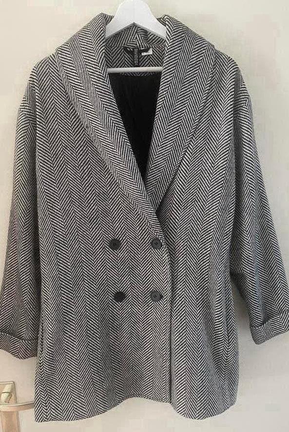 H&M oversized jas maat M, grijs, double breasted, nieuw, Maat 38/40 (M), H&M, Nieuw, Ophalen of Verzenden
