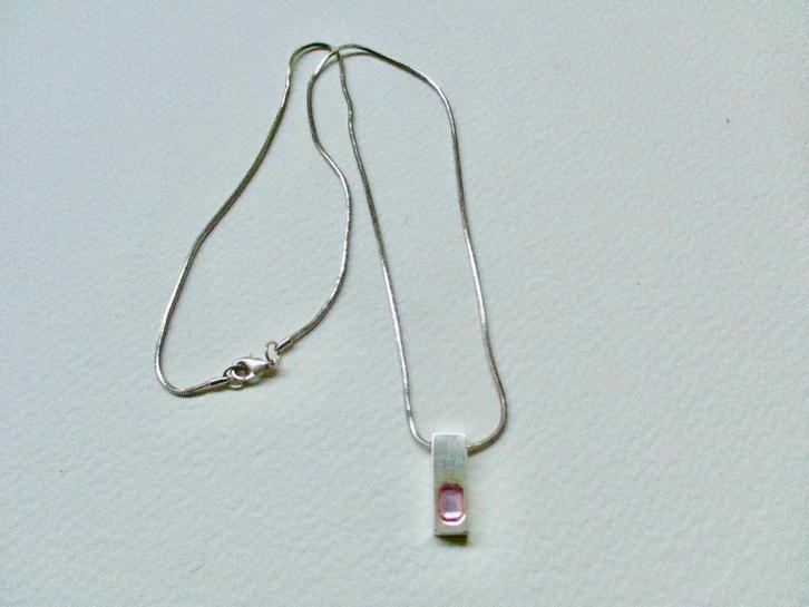 Zilverkleur Diddl ketting van 46 cm. met DIDDL hanger, Sieraden, Tassen en Uiterlijk, Kettingen, Zo goed als nieuw, Overige materialen