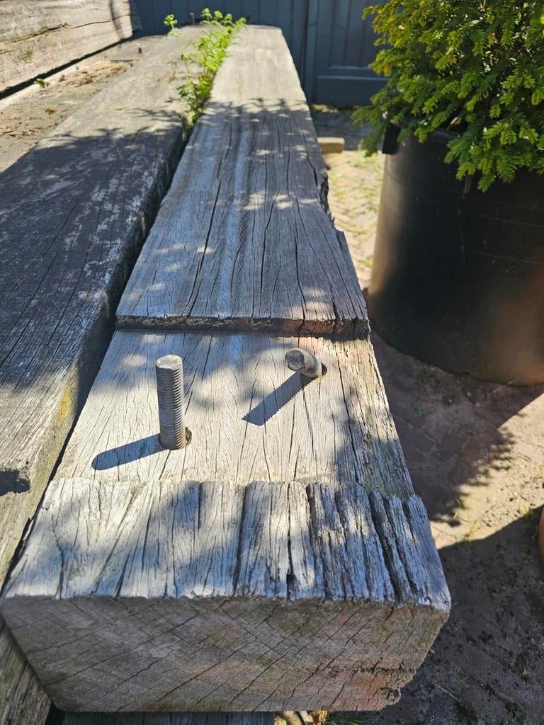 Partij Azobé hardhouten meerpalen (37 stuks), Gebruikt, Palen, Ophalen of Verzenden, Hardhout