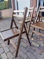 VINTAGE OUDERWETSE HOUTEN KLAPSTOELEN 8 STUKS NOG AANWEZIG., Ophalen, Gebruikt, Hout, Stapelbaar