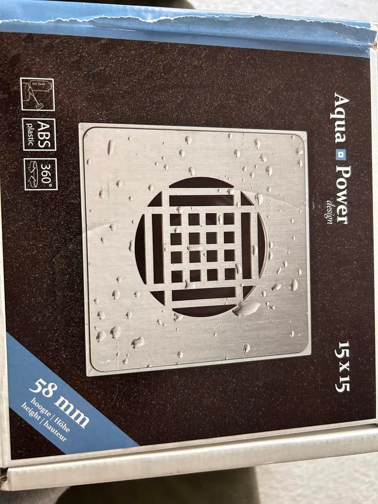 Aqua Power Design Doucheput 15x15 cm RVS, Ophalen of Verzenden, Nieuw, Rvs, Douche