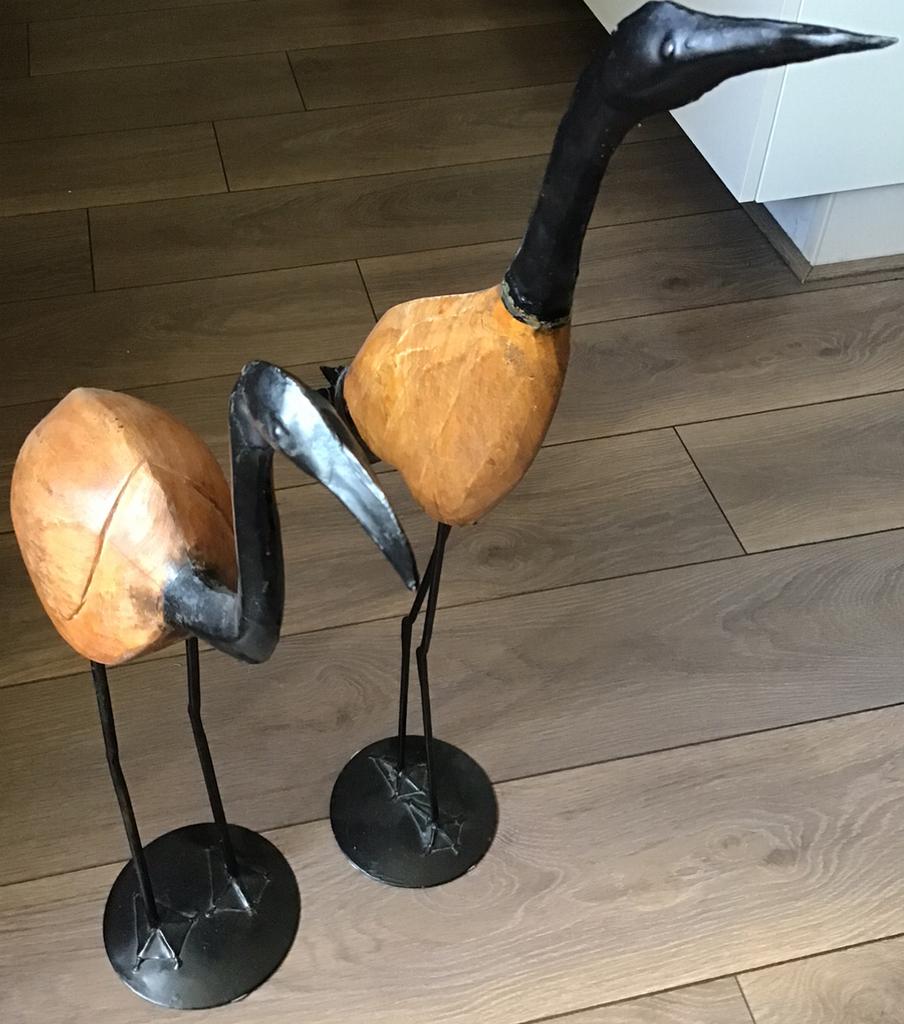 2 ooievaars, Huis en Inrichting, Lampen | Tafellampen, Ophalen, Zo goed als nieuw, Minder dan 50 cm