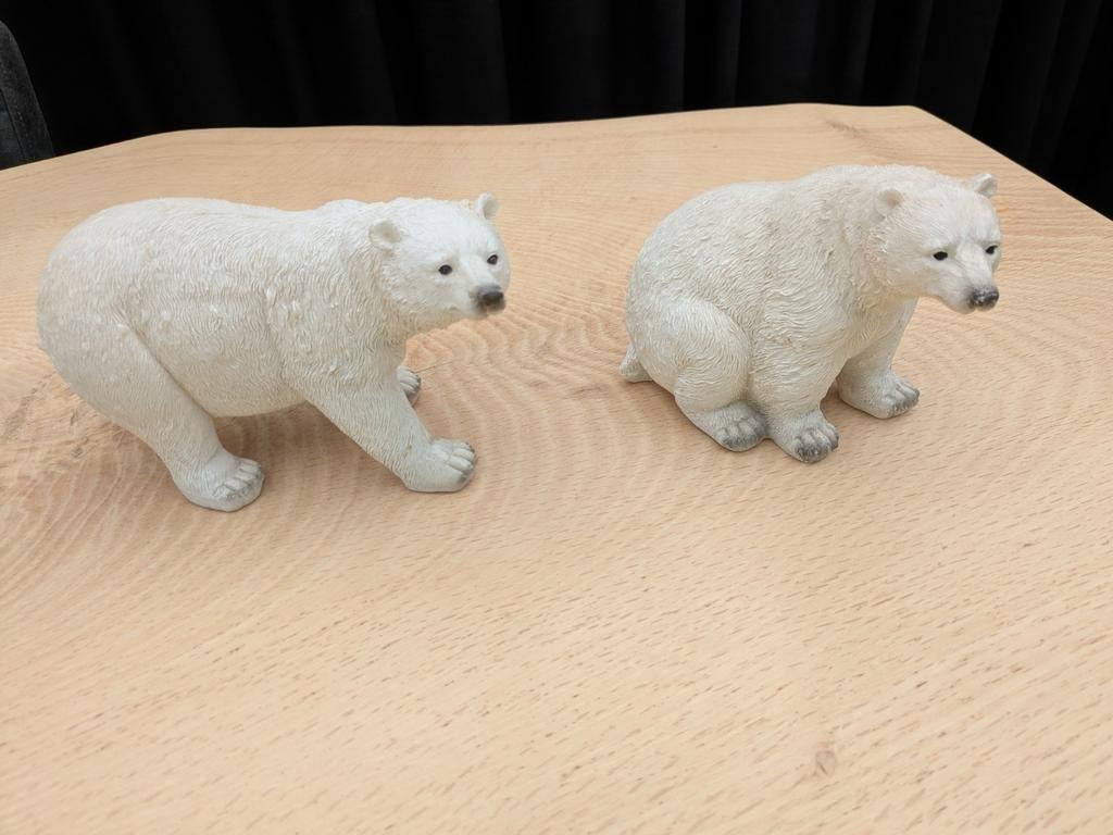 Set van 2 ijsbeer beeldjes - decoratie, Ophalen of Verzenden, Zo goed als nieuw, Dier