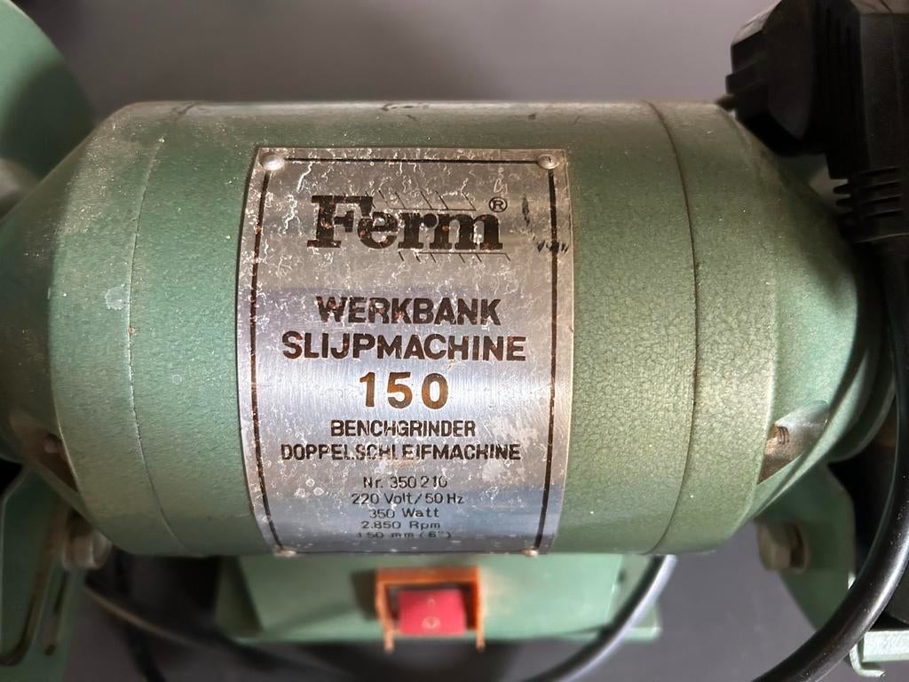 Ferm Werkbankslijpmachine 150 - 350 Watt, Ophalen of Verzenden, Gebruikt, Minder dan 700 watt, Werkbankslijpmachine