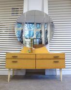 Prachtige vintage retro kaptafel kast met ronde spiegel, Ophalen, Onbekend, 50 tot 100 cm, Zo goed als nieuw